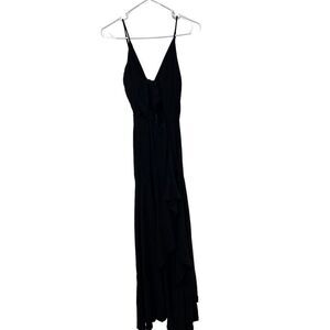 Stillwater Sleeveless Spaghetti Straps Back Zip Front Tie Dress Black Size XS
